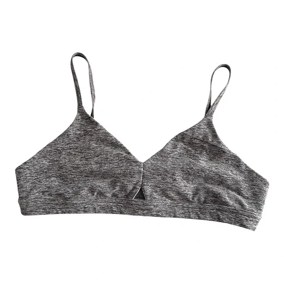 Alo Yoga Alosoft Lounge Sports Bra Heather Grey Sz L V-Neck Bralette Gym - Picture 11 of 15